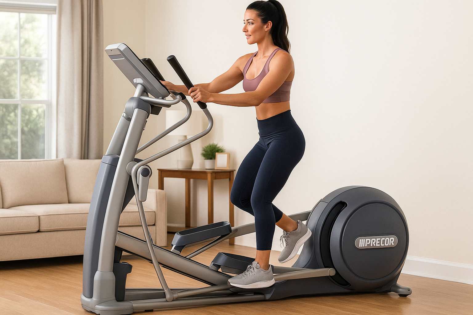 20250927_1304_Woman on Elliptical_remix_01k66caghcfyf9xst86pbxqwjh