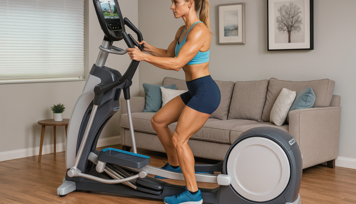 20251129_1231_Woman on Elliptical Trainer_remix_01kb8mw6rme8b8686xf6jc38tk