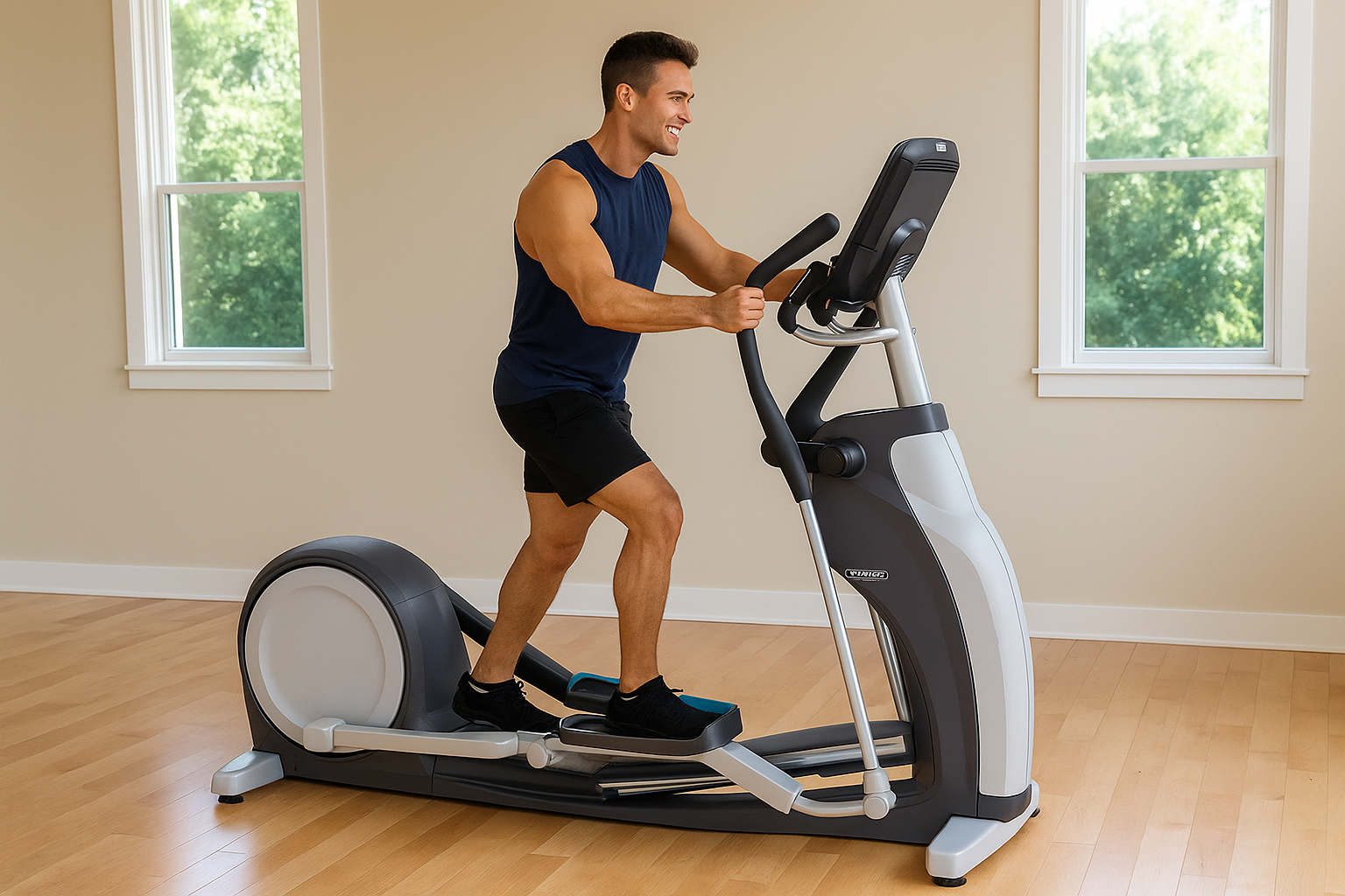 20251129_1309_Man Using Elliptical_remix_01kb8q31bketf88hf00aef1pr0