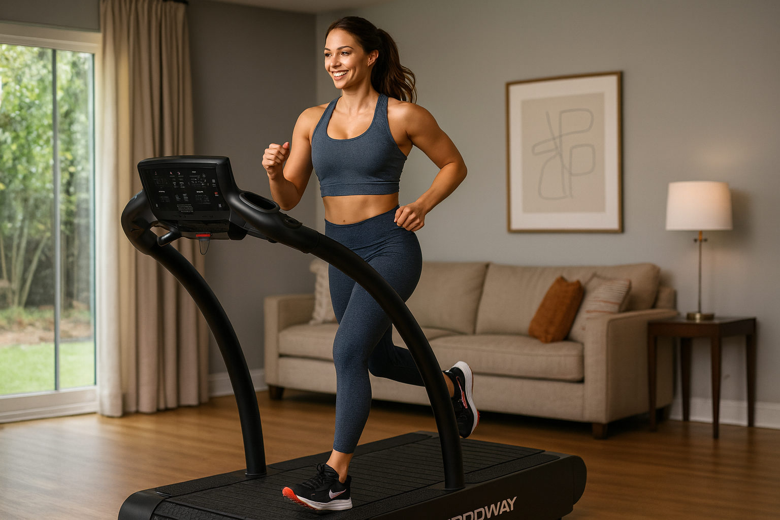 20251206_1334_Woman Using Treadmill_remix_01kbts9sn0efxv8ej0938vfqfe