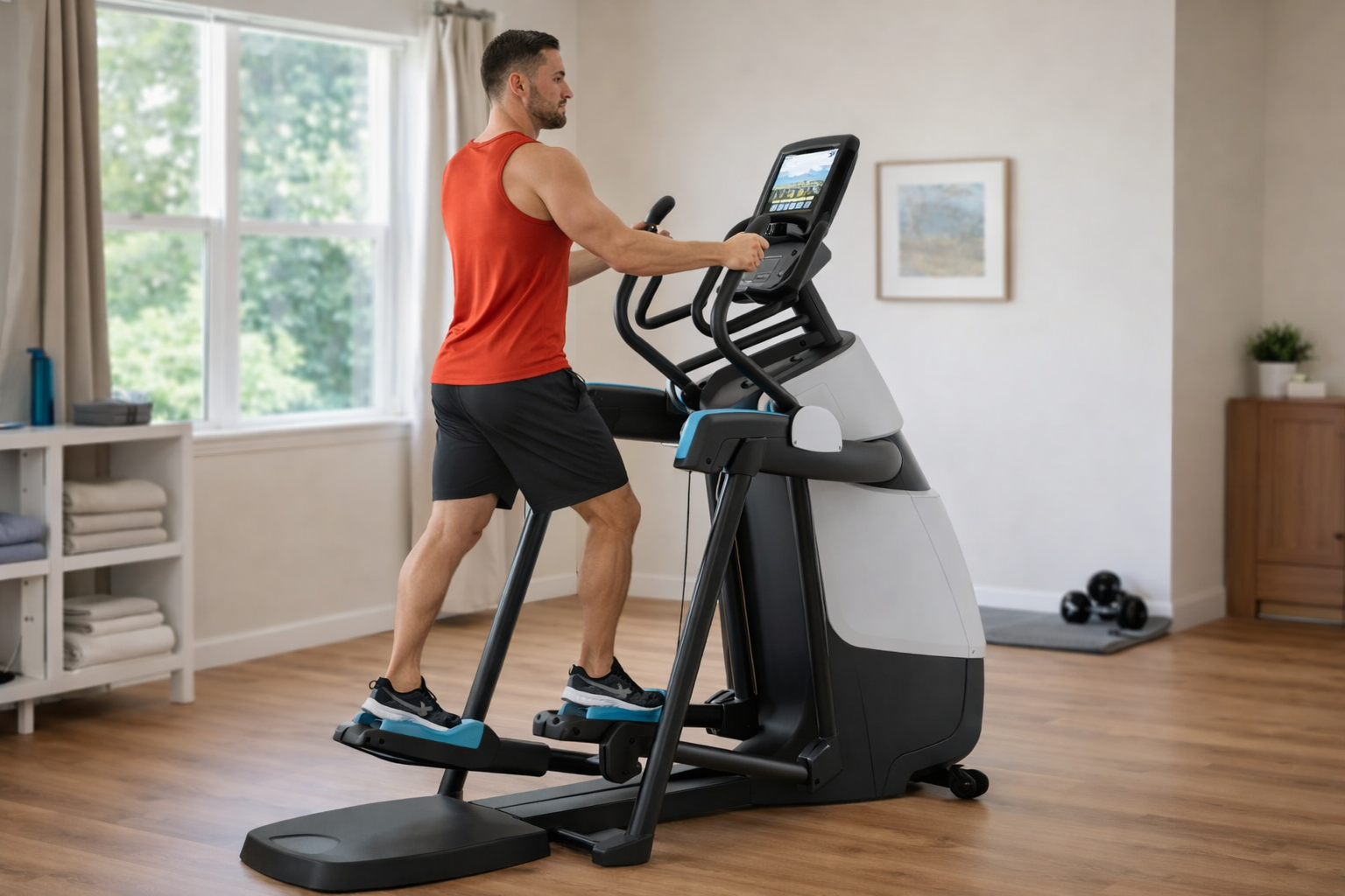 20260213_1244_Man Exercising on Elliptical_remix_01khcbyrngf32tj29jemhzf5ta